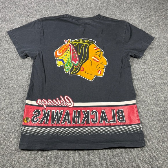 Chicago Blackhawks Mitchell Ness Mens M Black Red Vintage Hockey Graphic Tee - Picture 6 of 10